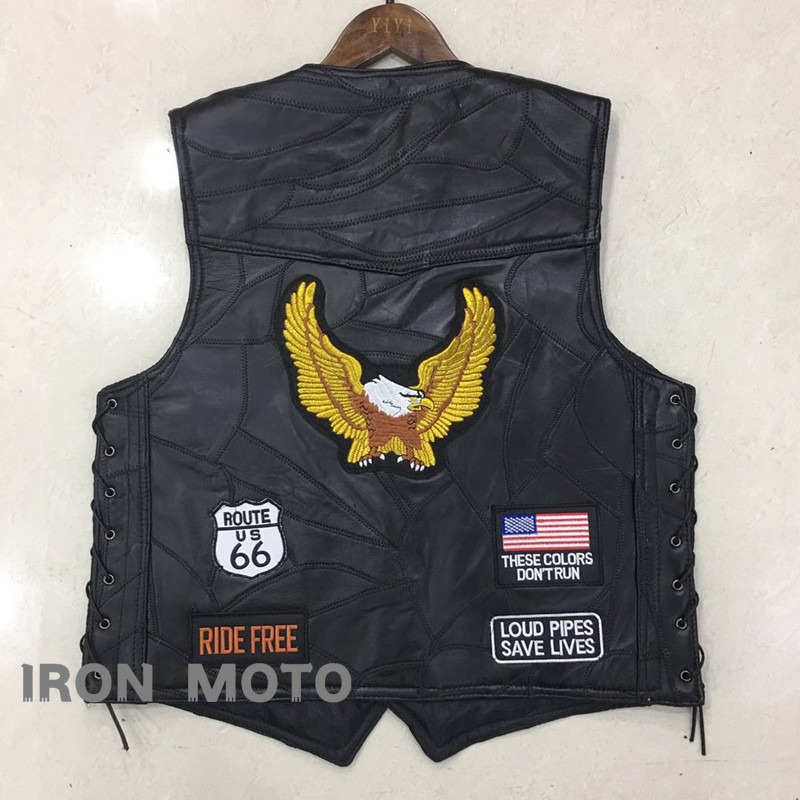 Leather Work Vest - NEW Motorcycle Vests Men Cafe Moto