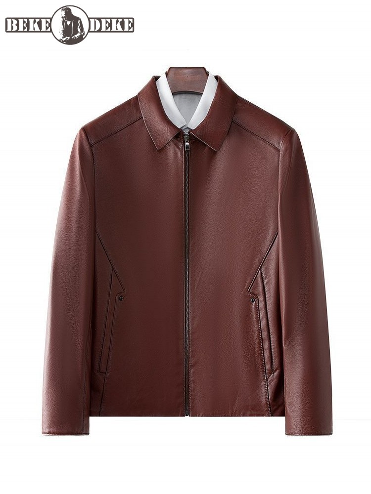 Leather Work Jacket Mens - Mens Business Casual Work Cowhide Genuine