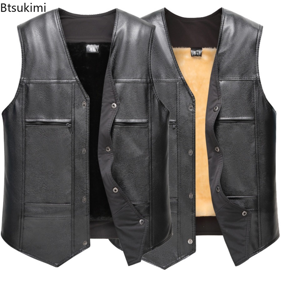 Leather Work Vest - Autumn Winter New Men's Leather Vest