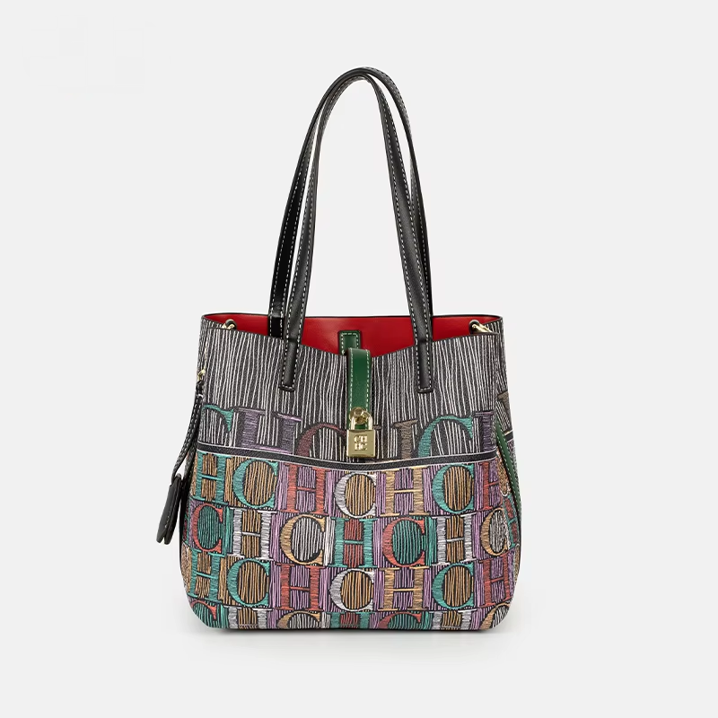 Leatherwork Art - CH Art Color Printed Handbag Solid