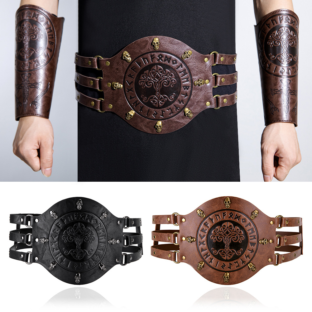 Leatherwork Fasteners - Medieval wide corset belt, Viking pirate