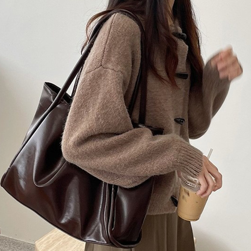 Leather Work Handbags For Women - 2026 Women New Vintage Shoulder Bags