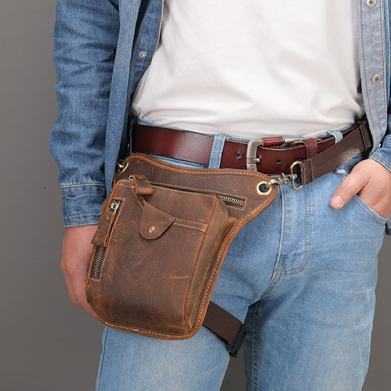 Leatherwork Fasteners - Vintage Men Waist Fanny Pack Drop