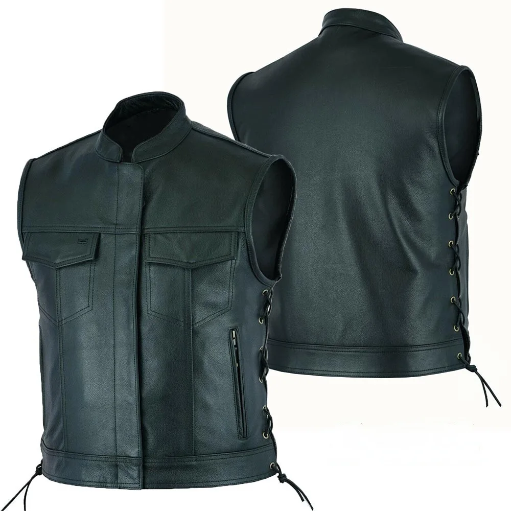 Leather Work Vest - Vest Leather Punk Fashion Casual Coat