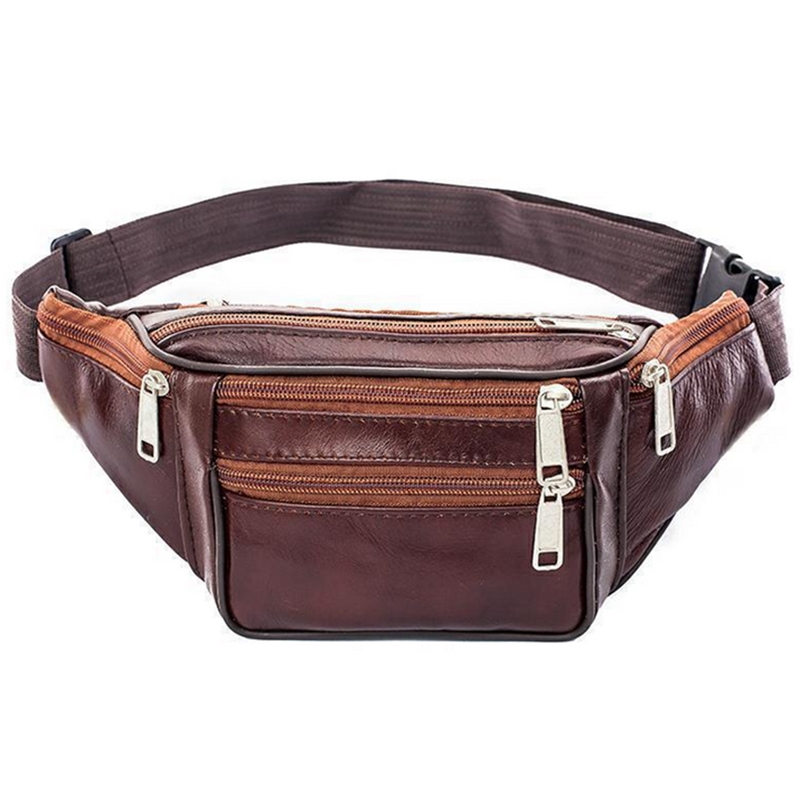 Leatherwork Fasteners - Leather Men Waist Chest Bag Thin
