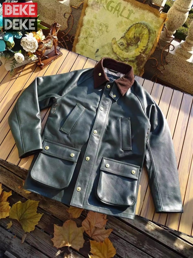 Mens Genuine Cow Leather Jacke - огляд і ціна Leather Work Jacket Mens