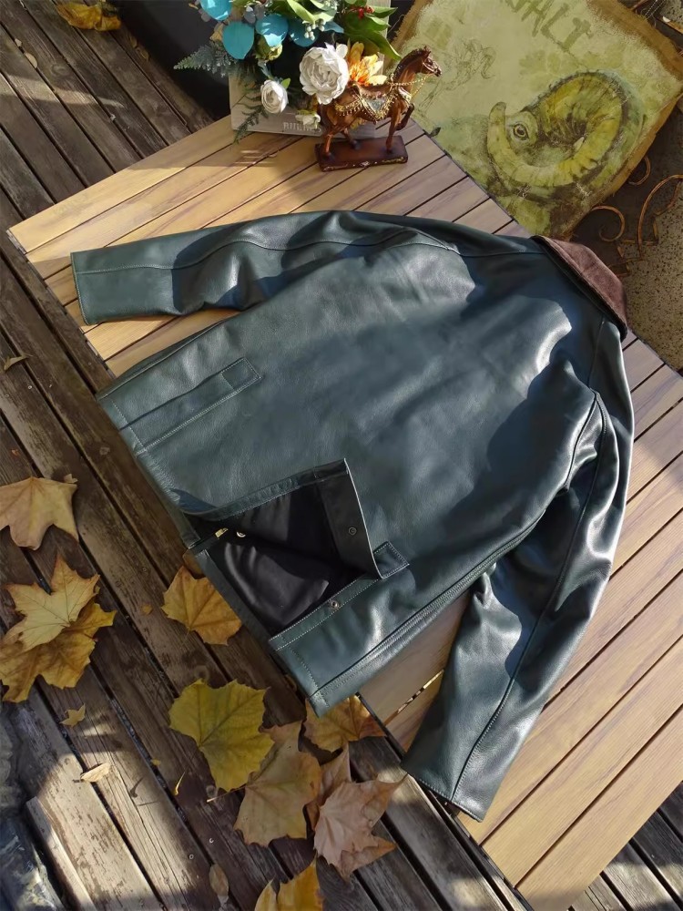 Mens Genuine Cow Leather Jacke - огляд і ціна Leather Work Jacket Mens