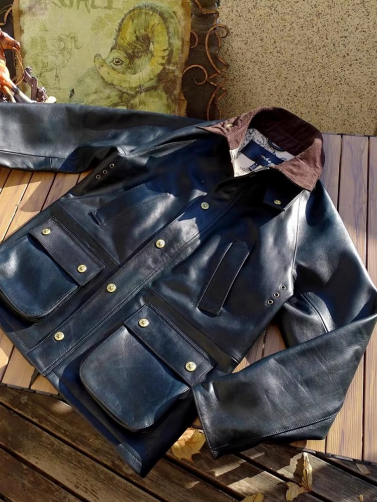Mens Genuine Cow Leather Jacke - огляд і ціна Leather Work Jacket Mens