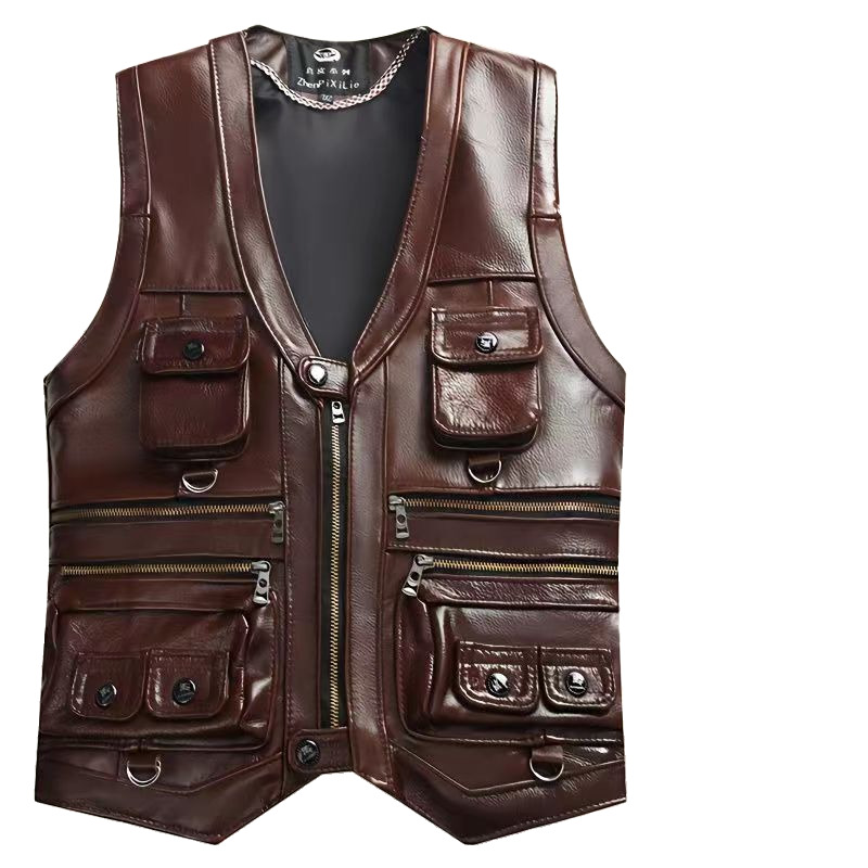 2025 Cowhide Genuine Leather V - огляд і ціна Leather Work Vest