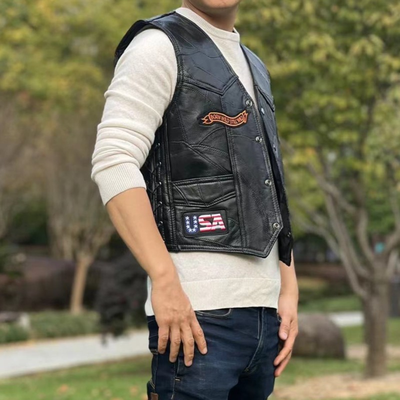 NEW Motorcycle Vests Men Cafe  - огляд і ціна Leather Work Vest