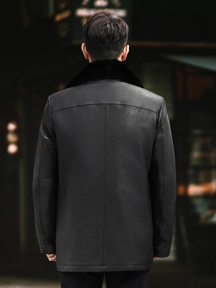 Luxury Men Winter Real Mink Fu - огляд і ціна Leather Work Jacket Mens