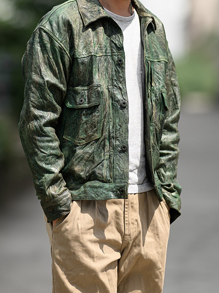 Vintage Wrinkled Real Sheepski - огляд і ціна Leather Work Jacket Mens