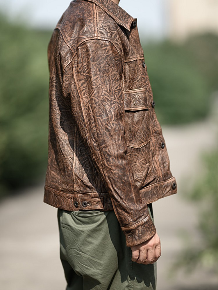 Vintage Wrinkled Real Sheepski - огляд і ціна Leather Work Jacket Mens