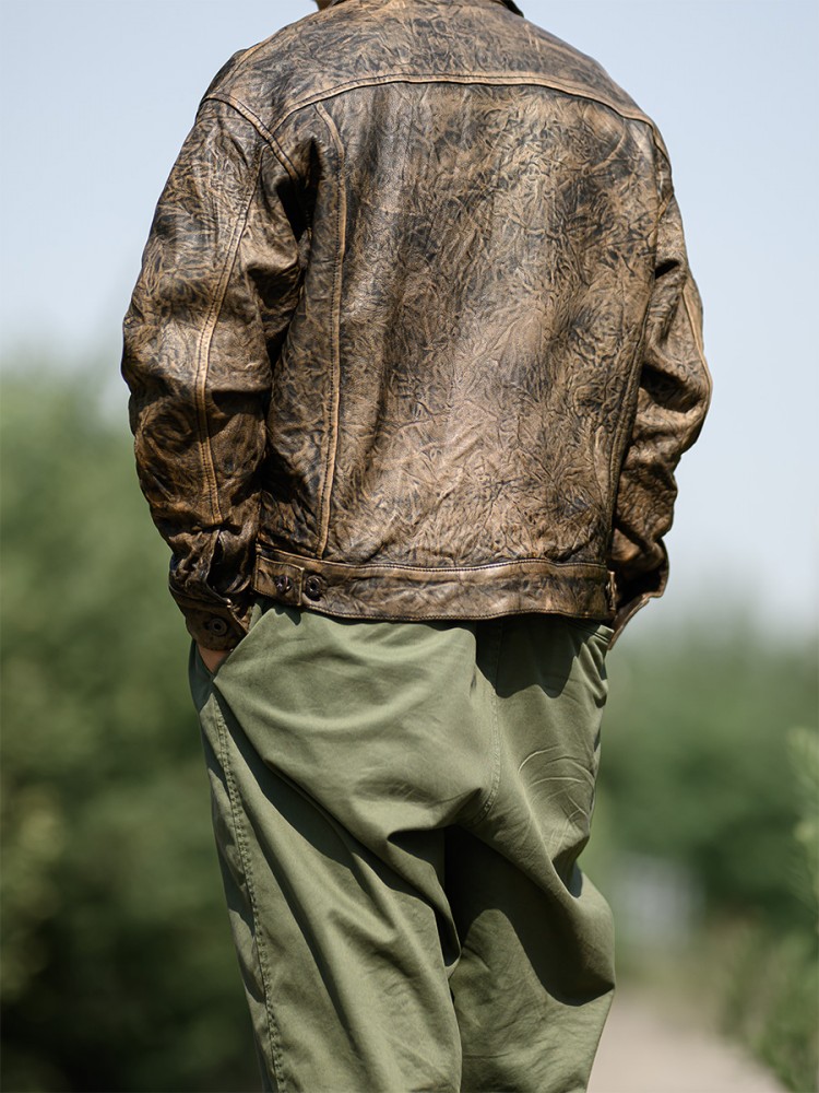 Vintage Wrinkled Real Sheepski - огляд і ціна Leather Work Jacket Mens