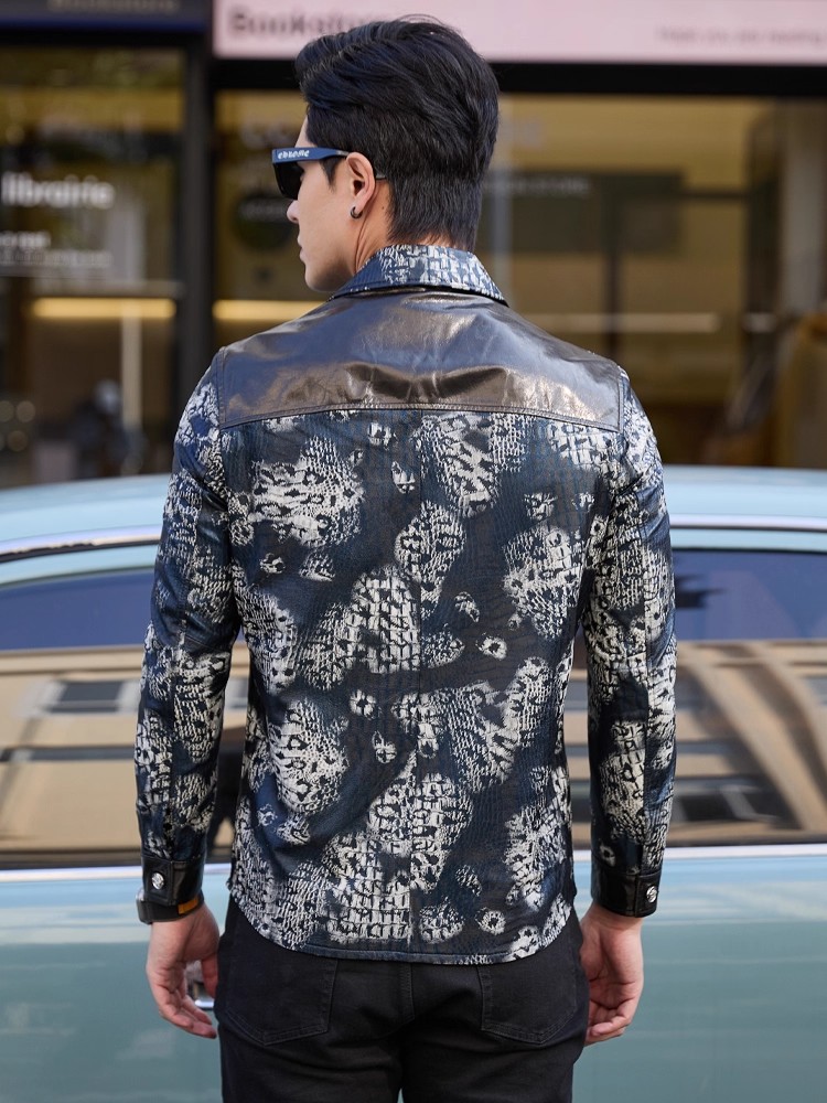 Luxury New Fashion Floral Prin - огляд і ціна Leather Work Jacket Mens
