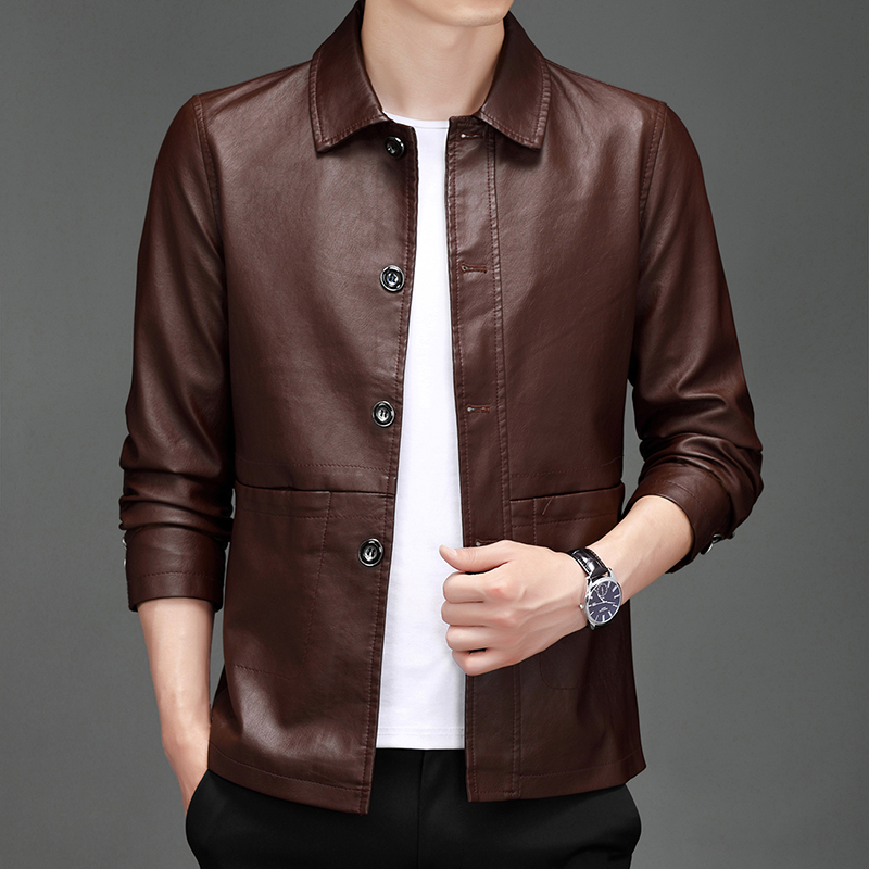 Autumn New Leather Suit Jacket - огляд і ціна Leather Work Jacket Mens