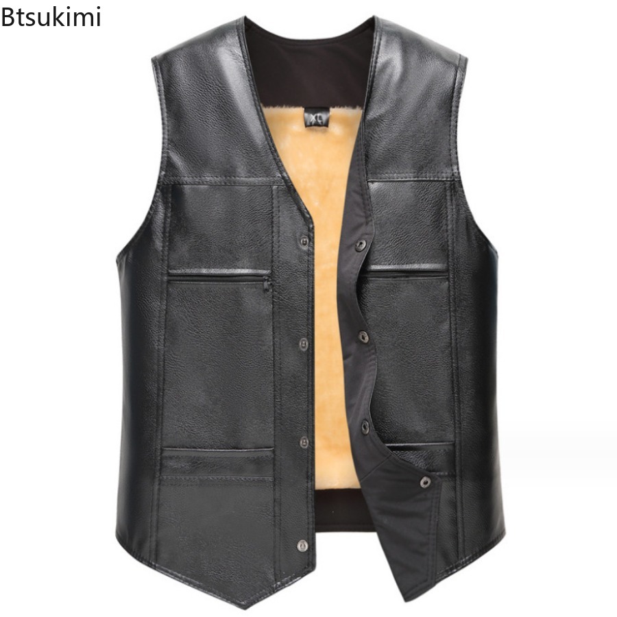 Autumn Winter New Men's Leathe - огляд і ціна Leather Work Vest