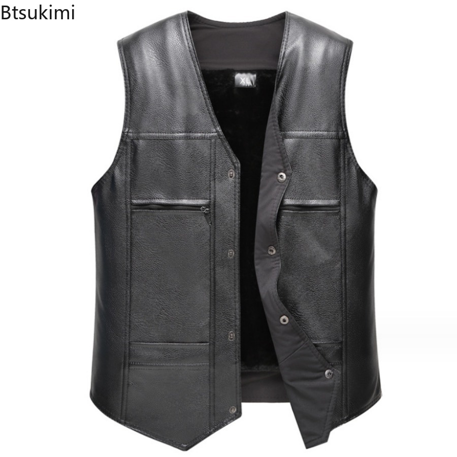 Autumn Winter New Men's Leathe - огляд і ціна Leather Work Vest