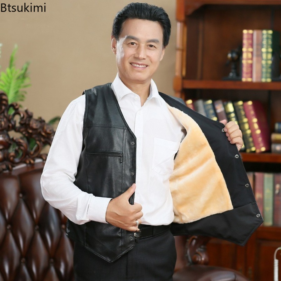 Autumn Winter New Men's Leathe - огляд і ціна Leather Work Vest