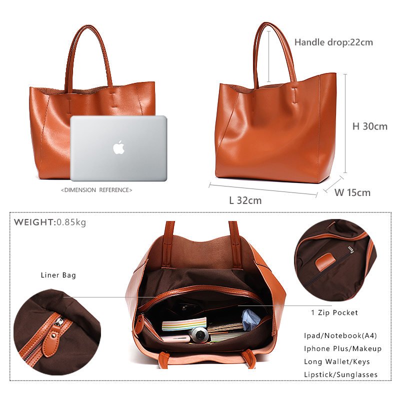 Minimalist Big Tote Bag Women  - огляд і ціна Leather Work Handbags For Women