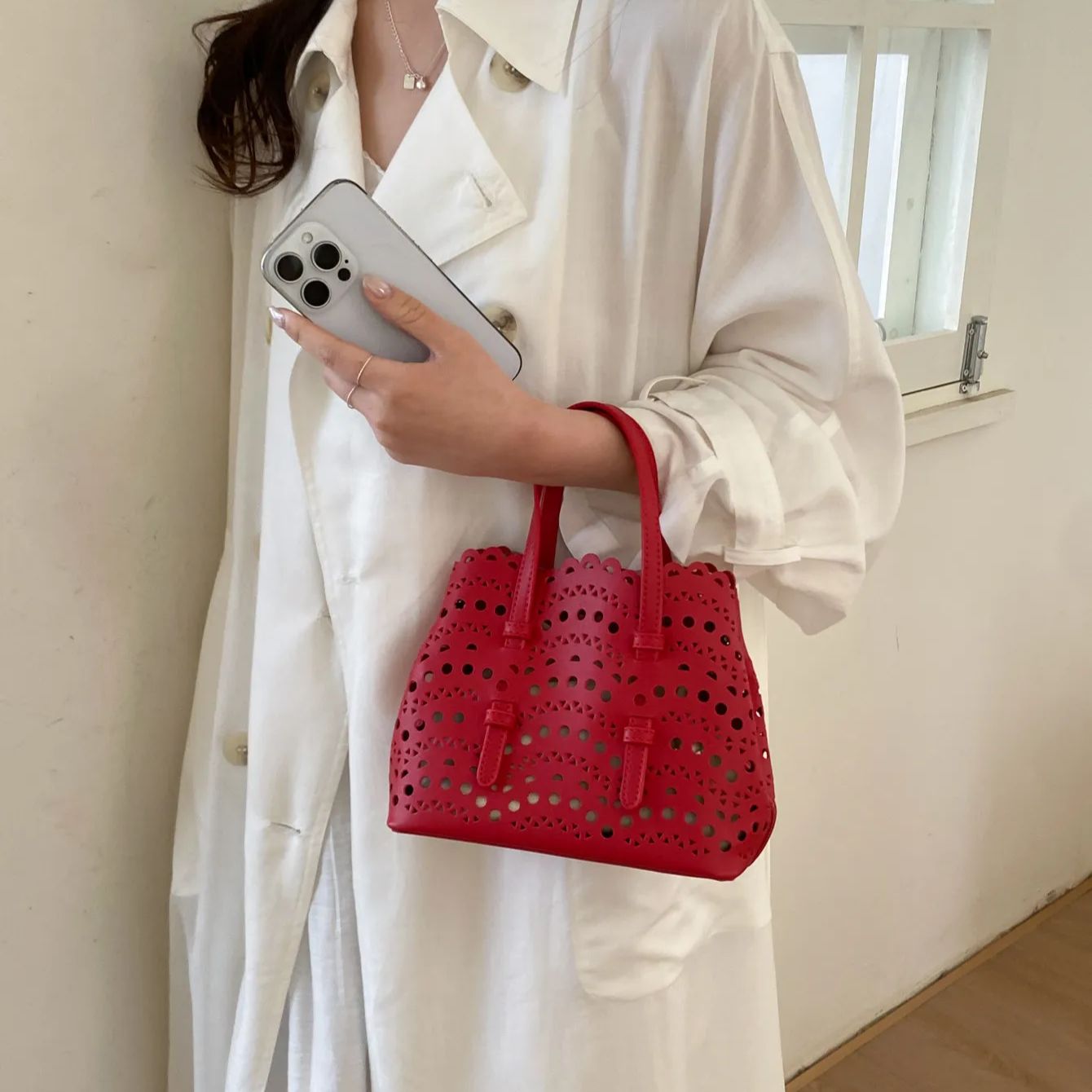Red Hollow Printed Crossbody B - огляд і ціна Leather Work Handbags For Women