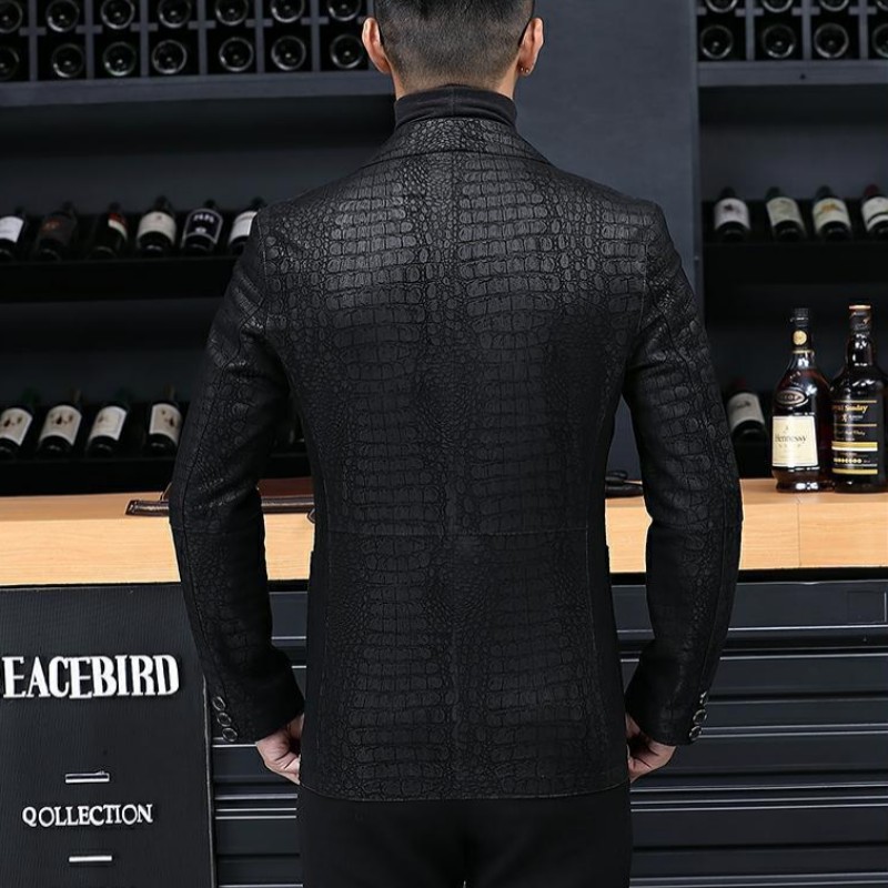 Autumn Business Men Sheepskin  - огляд і ціна Leather Work Jacket Mens
