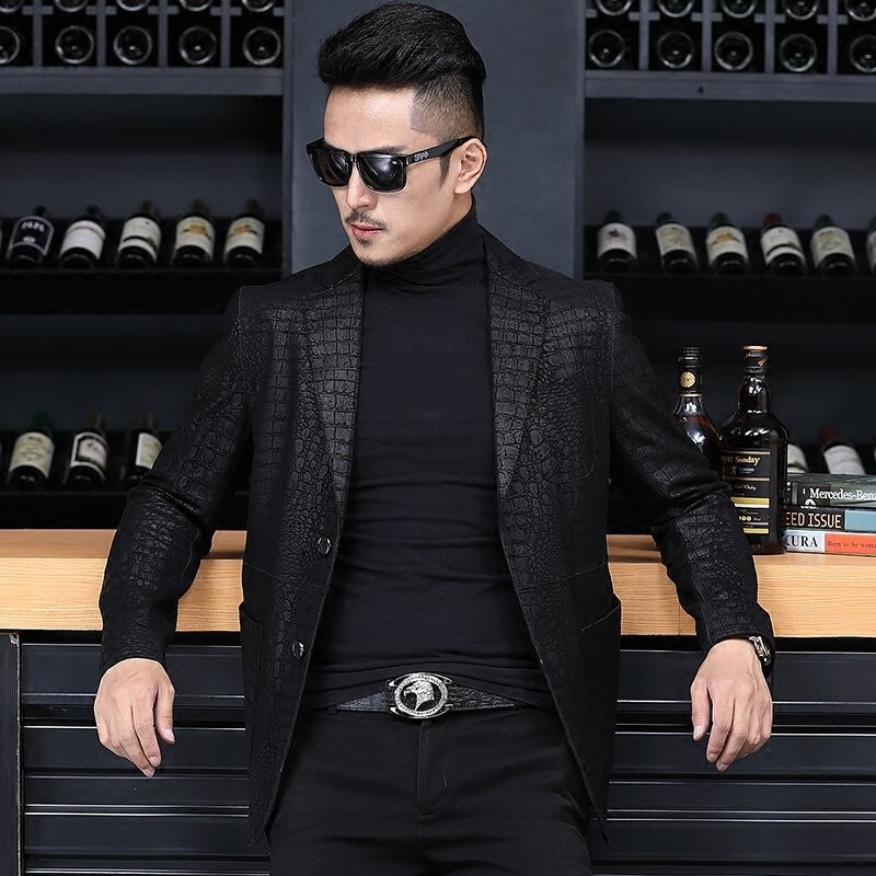 Autumn Business Men Sheepskin  - огляд і ціна Leather Work Jacket Mens