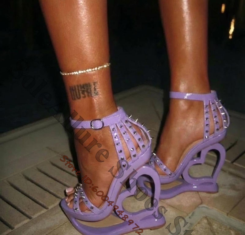 Hot Pink Spike Stud Caged Hear - огляд і ціна Leather Work Heels