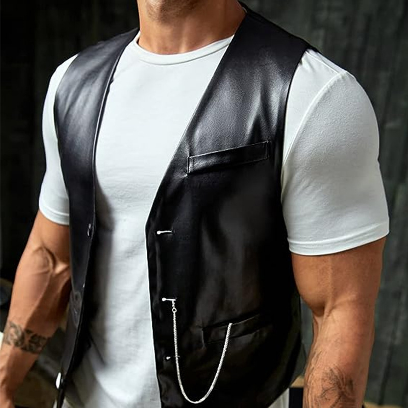 New Simple Men's PU Slim-fit L - огляд і ціна Leather Work Vest