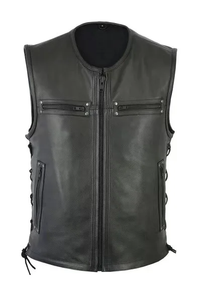 New Solid Color Stand Collar L - огляд і ціна Leather Work Vest