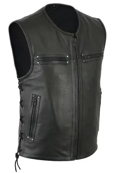 New Solid Color Stand Collar L - огляд і ціна Leather Work Vest