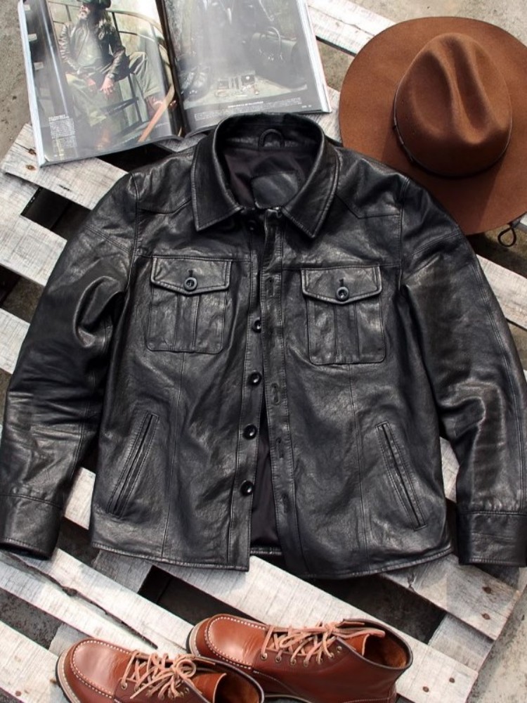 Punk Mens Genuine Leather Jack - огляд і ціна Leather Work Jacket Mens