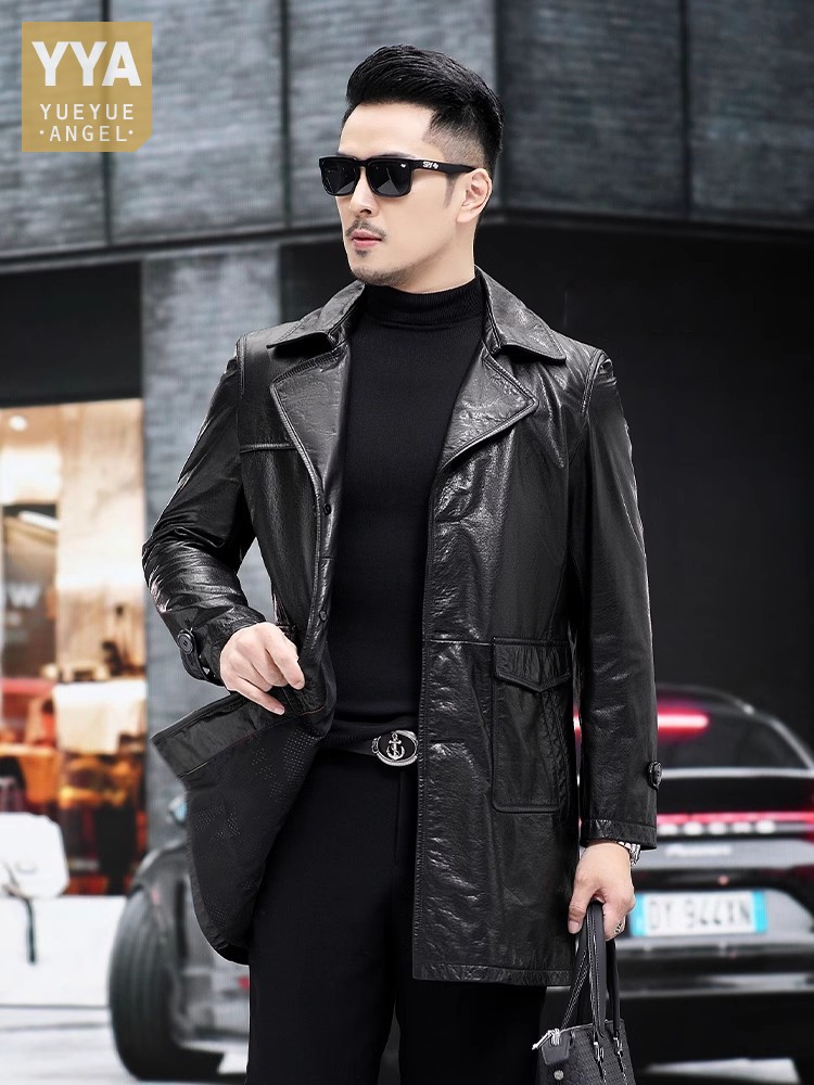 Luxury Men Business Work Slim  - огляд і ціна Leather Work Jacket Mens