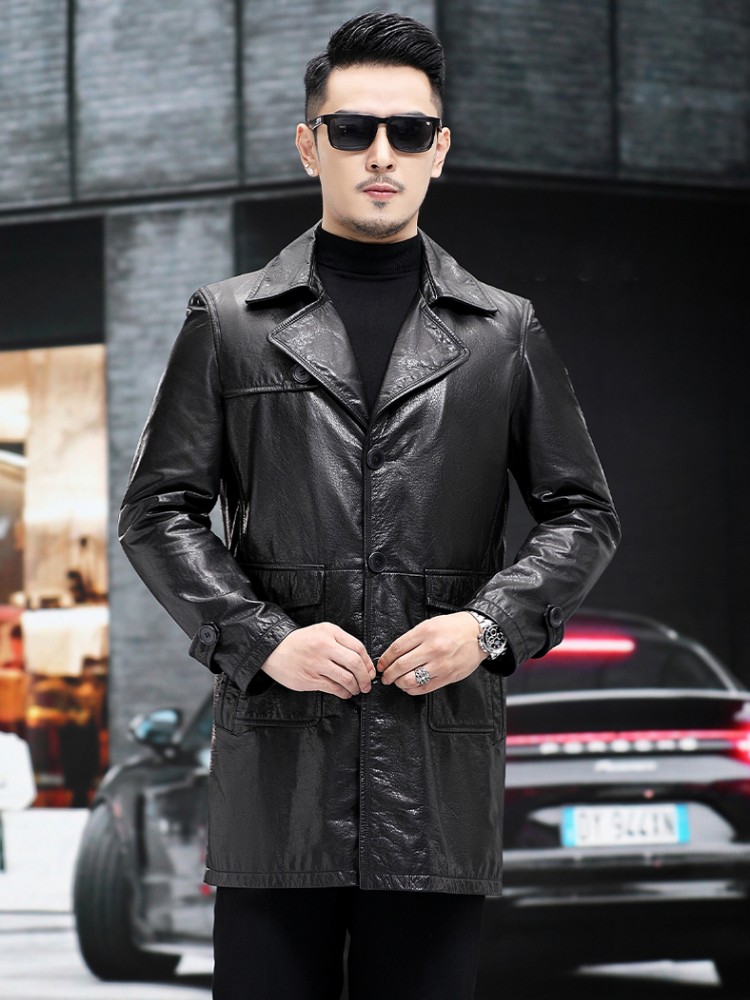 Luxury Men Business Work Slim  - огляд і ціна Leather Work Jacket Mens