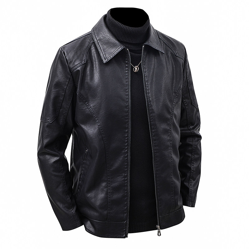 Men's Lapel Leather Jacket Spr - огляд і ціна Leather Work Jacket Mens