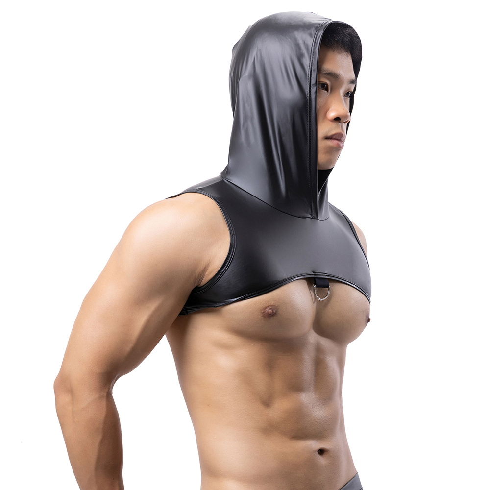 Men Faux Leather Hooded Fitnes - огляд і ціна Leather Work Vest