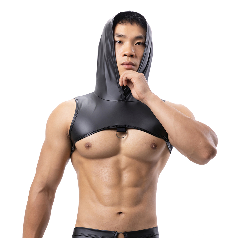 Men Faux Leather Hooded Fitnes - огляд і ціна Leather Work Vest