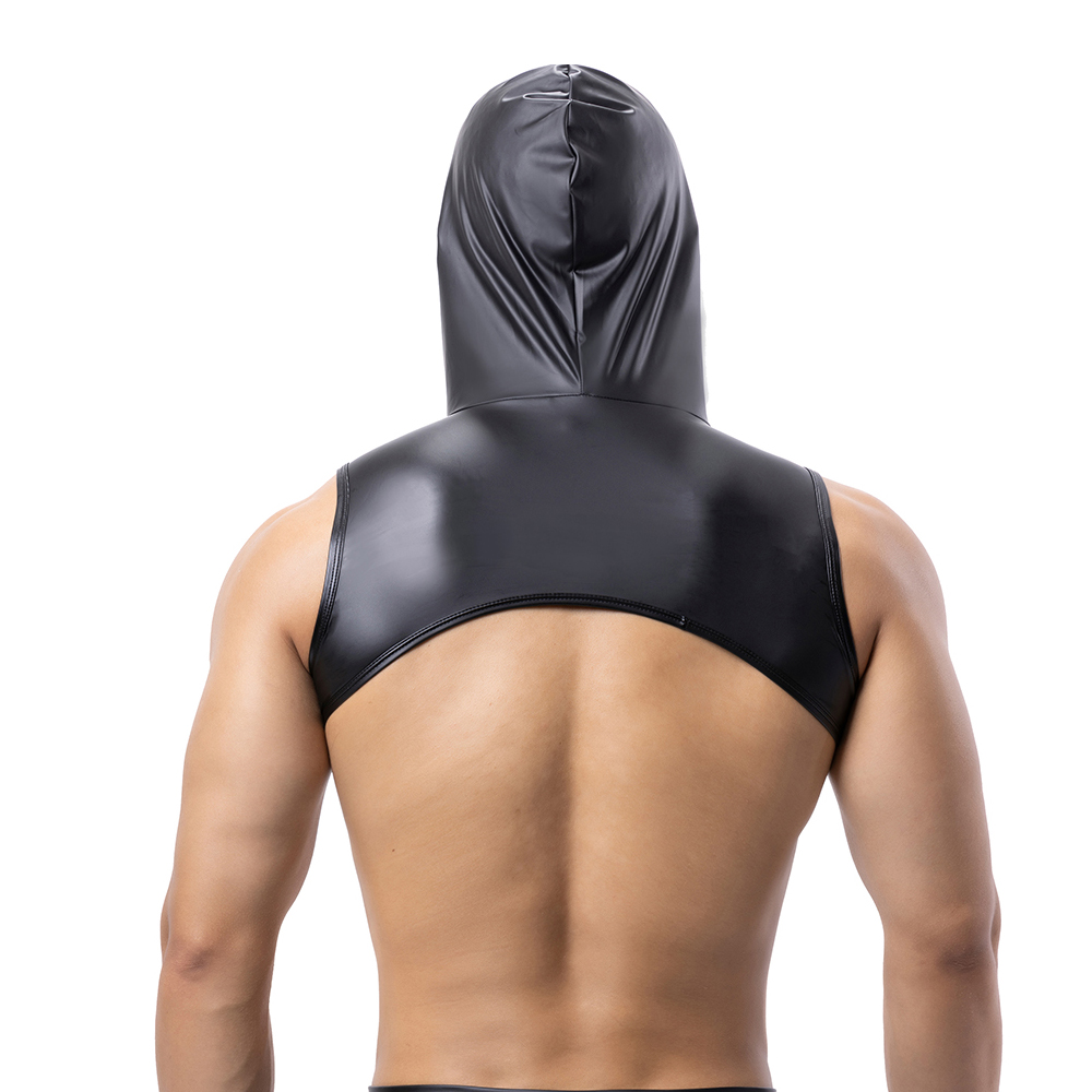 Men Faux Leather Hooded Fitnes - огляд і ціна Leather Work Vest