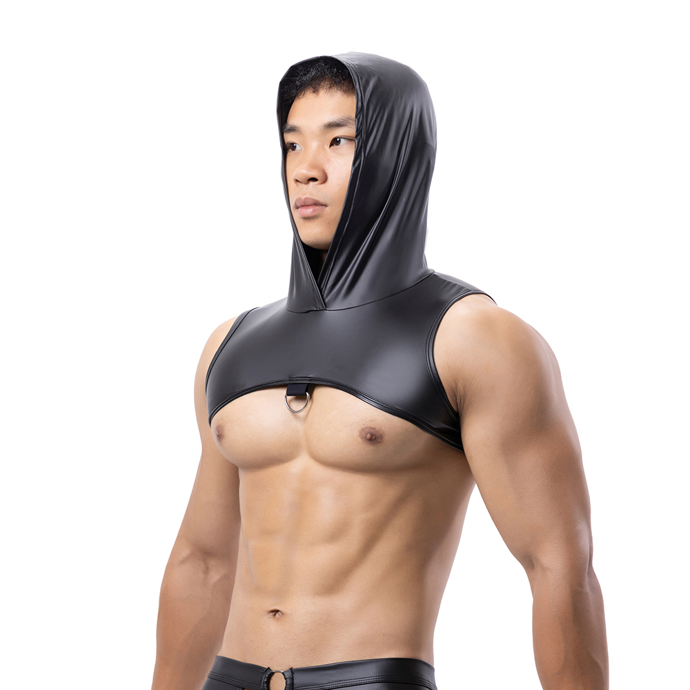 Men Faux Leather Hooded Fitnes - огляд і ціна Leather Work Vest