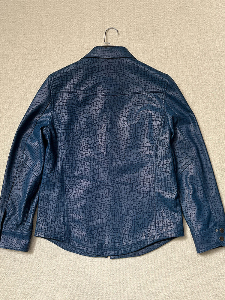 Men Spring Crocodile Pattern R - огляд і ціна Leather Work Jacket Mens