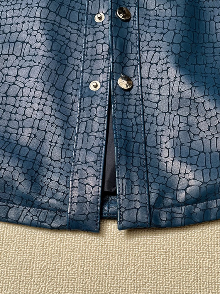 Men Spring Crocodile Pattern R - огляд і ціна Leather Work Jacket Mens