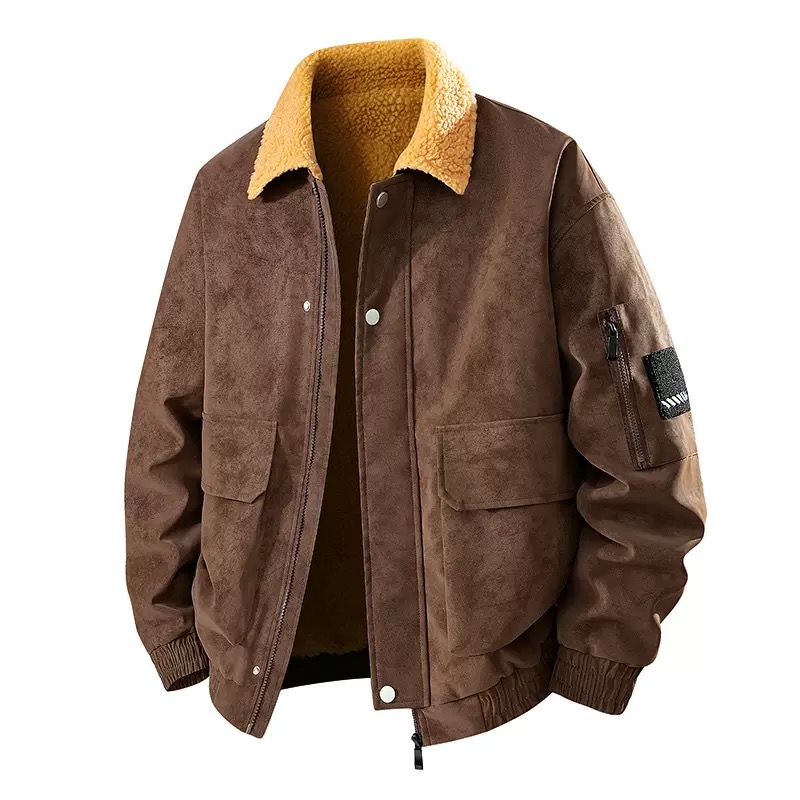 Men's Retro Thickened Warm PU  - огляд і ціна Leather Work Jacket Mens