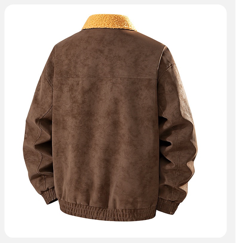 Men's Retro Thickened Warm PU  - огляд і ціна Leather Work Jacket Mens