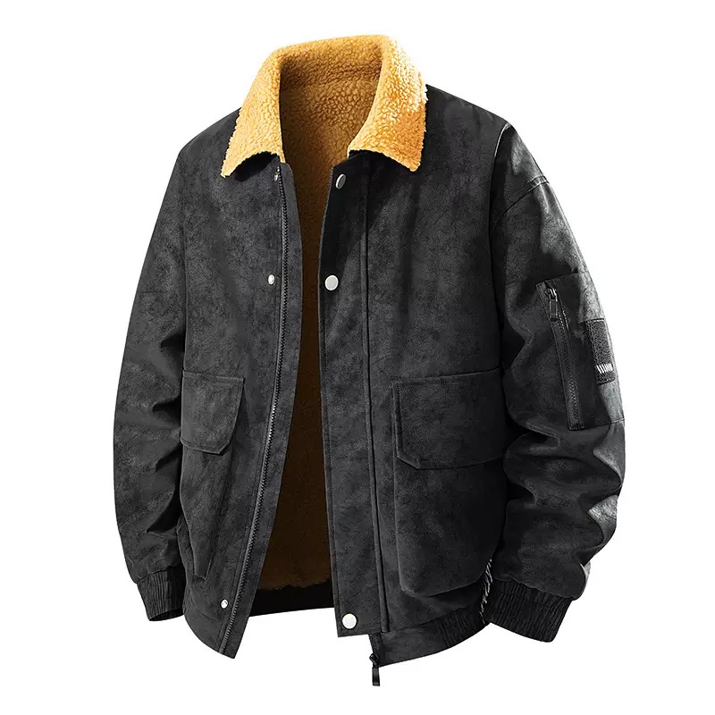 Men's Retro Thickened Warm PU  - огляд і ціна Leather Work Jacket Mens