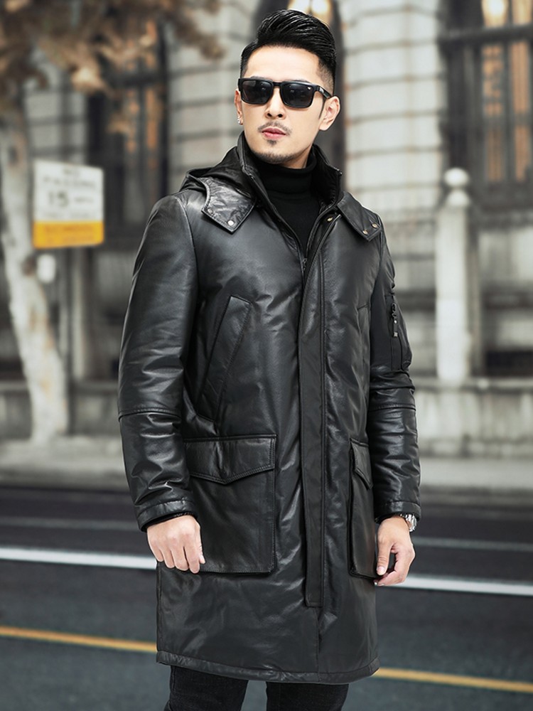 Winter Men Warm Cowhide Genuin - огляд і ціна Leather Work Jacket Mens