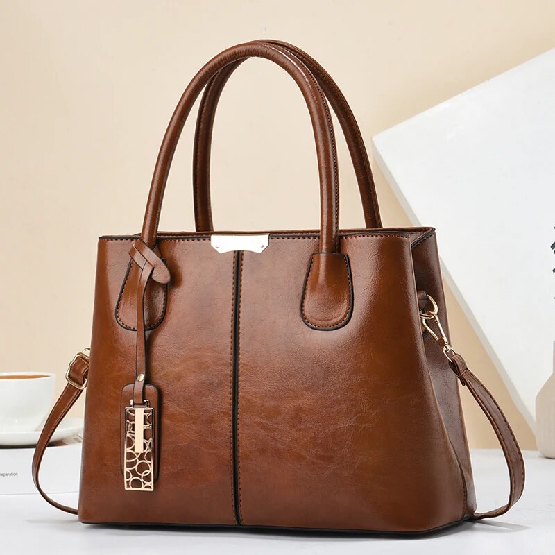 Retro Solid Color Handbags For - огляд і ціна Leather Work Handbags For Women